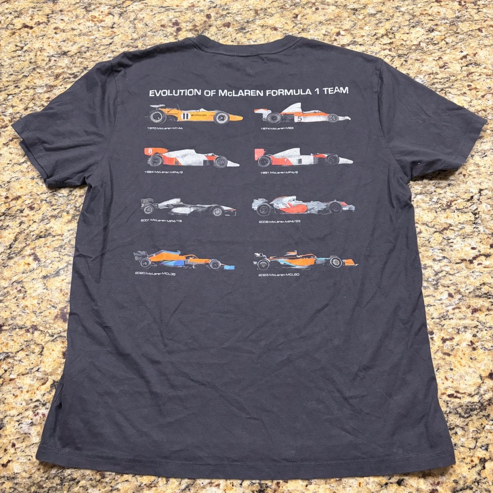 McLaren Formula 1 Team Evolution T-Shirt Mens Medium Black Relaxed Fit ws